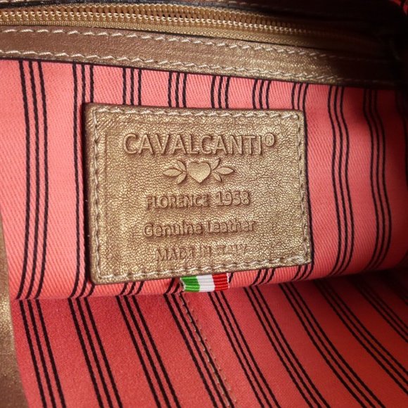 NWT CAVALCANTI Bronze/Gold Tassel Leather Shoulder w/Reptile Embossed Strap ANB - Picture 5 of 9